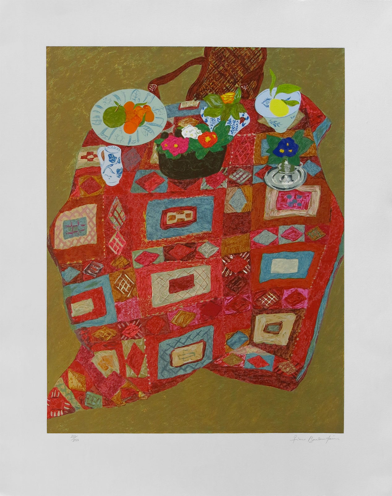 Pierre BONCOMPAIN - Les primevères sur le kilim. 64 x 79,5 cm – 1000 €